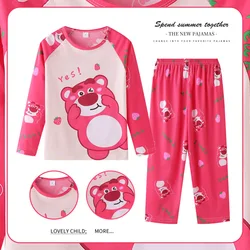 Girls' Pajamas Spring And Autumn Long Sleeved Thin Cute Cartoon Children's Princess Style Home Clothing Set