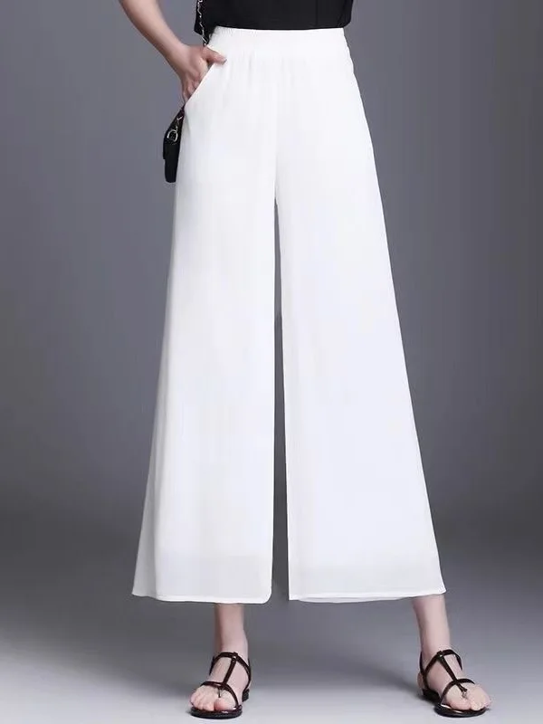 Casual wijde pijpen broek dames zomer 2025, dunne losse afslankende veelzijdige moeder casual negenpunts rechte buisbroek