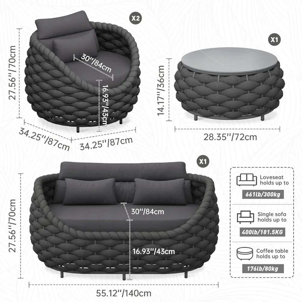 4-piece Outdoor Terrace Reception Set, Terrace Bar Furniture Set, Suitable for 4-person Outdoor Terrace Sofa Set