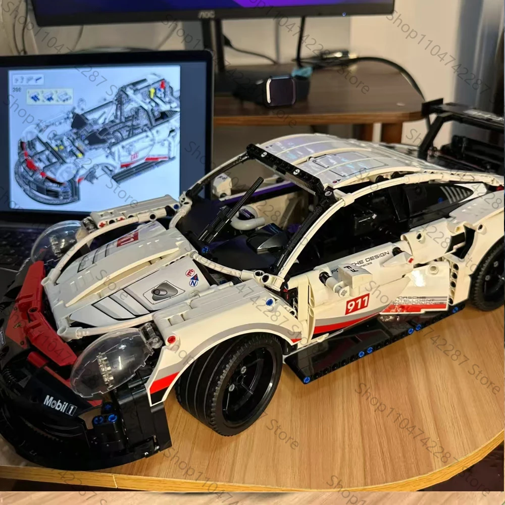 Nouveau 1580 pièces ensemble de construction de voiture télécommandée 1:10 construction de voiture de course de Sport technique avec moteur et Kit d'éclairage Led jouet cadeau pour adulte