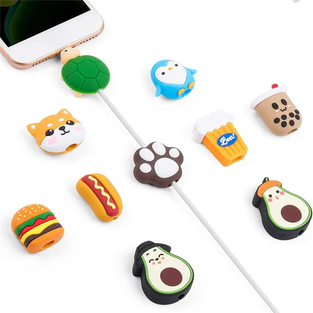 Cute Cartoon Cable Protector Bites Wire Organizer Winder Saver For USB Charging Cable Data Line Earphones Cord Protector Cover