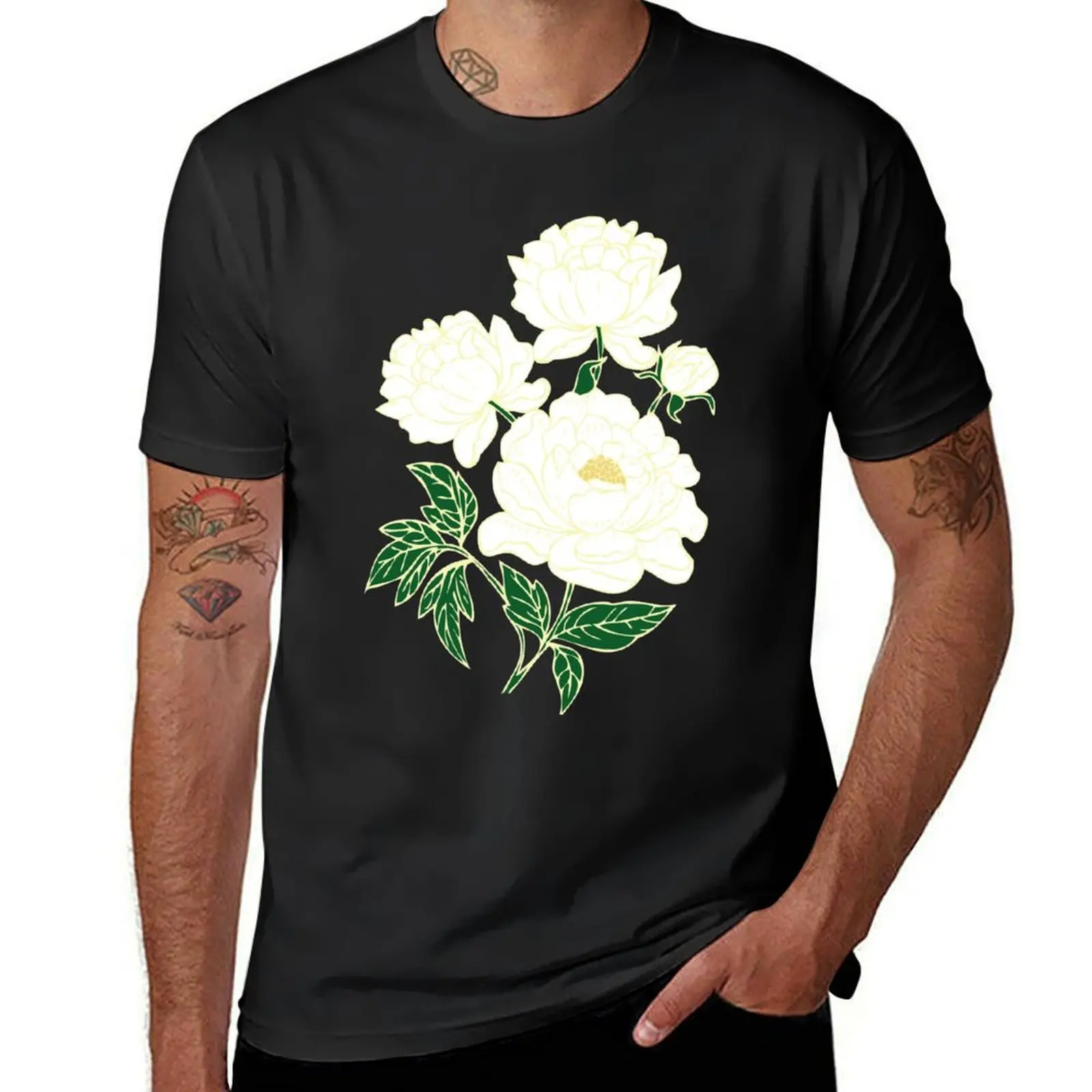 T-shirt peonie bianche moda coreana ragazzi bianchi confezione di magliette da uomo