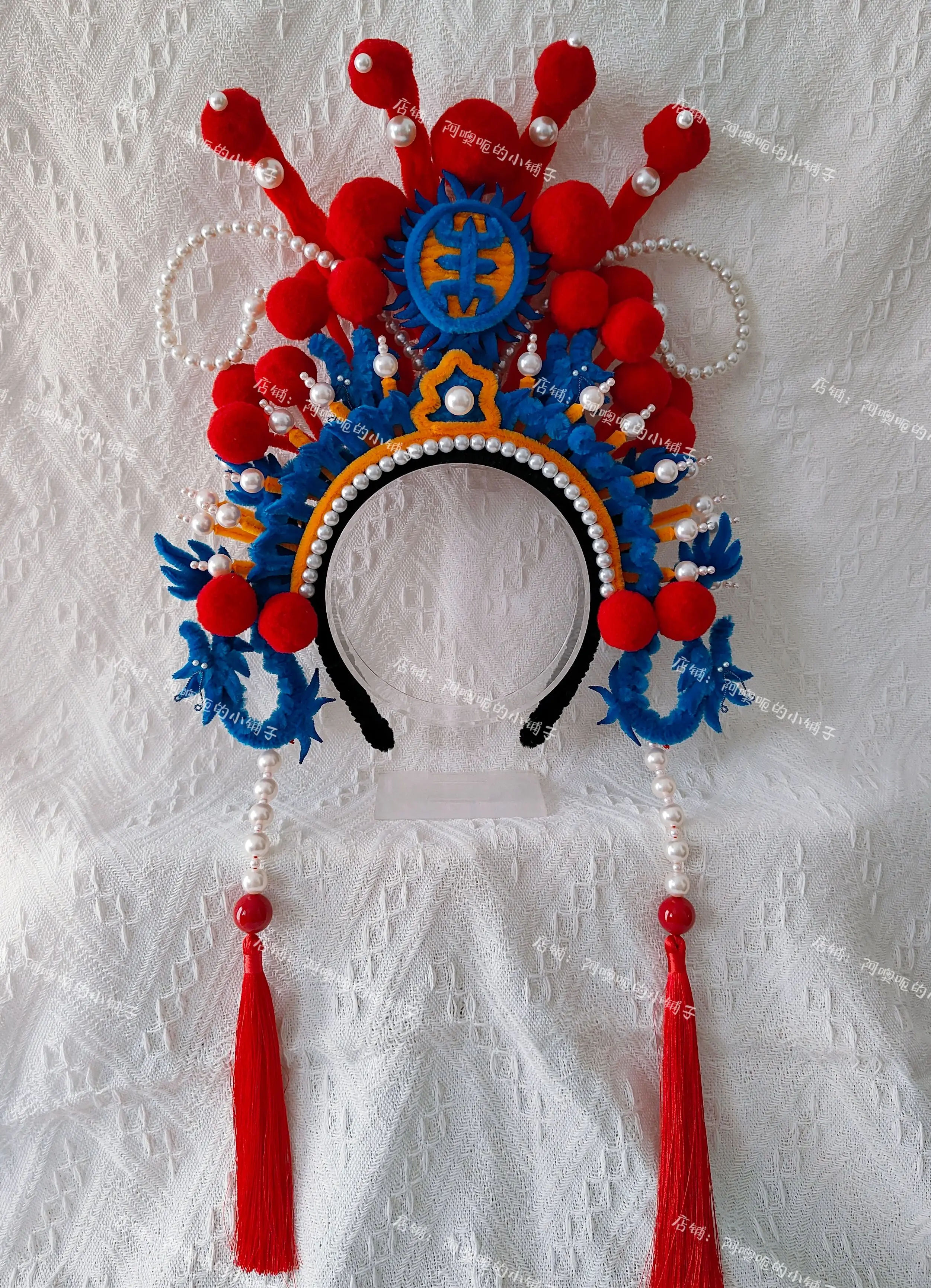 

National Style Opera Peking Opera Husband Helmet Twist Stick Handmade DIY Headband Head Crown Finished Material Packa