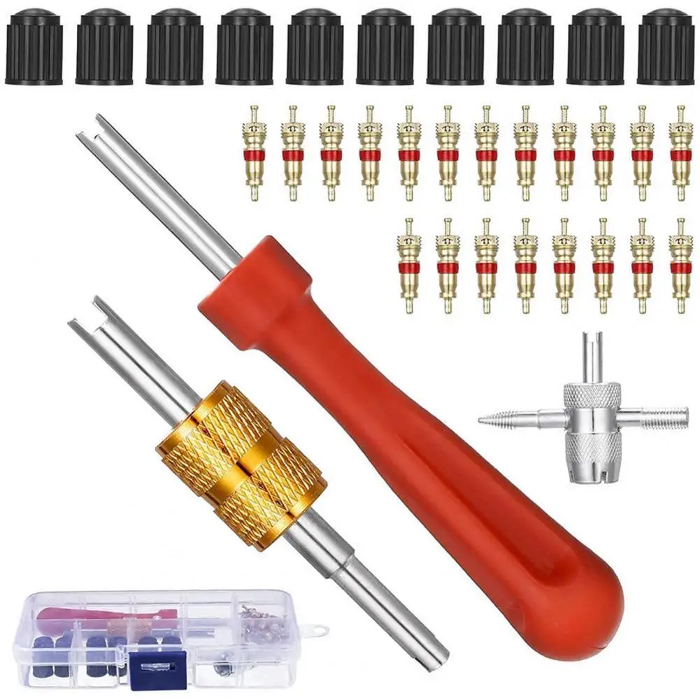 

Practical Tire Installer High-Hardness Safe Car Tyre Valve Stem Puller Valve Stem Installer Valve Repair Tool 33Pcs/Set