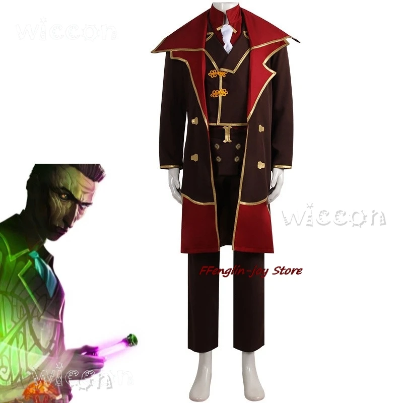 Arcane Tv Lol Silco Cosplay Costumes Long Jacket Anime Uniform Outfits Shoes Boots Halloween Carnival Wine Suit Man Women