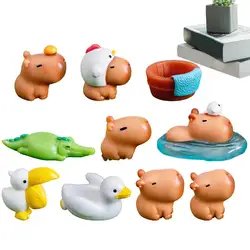 Figura de Capybara en miniatura, accesorios de decoración de muñeca Capybara, adornos de escritorio de coche, creativo y lindo, 10P, C, S