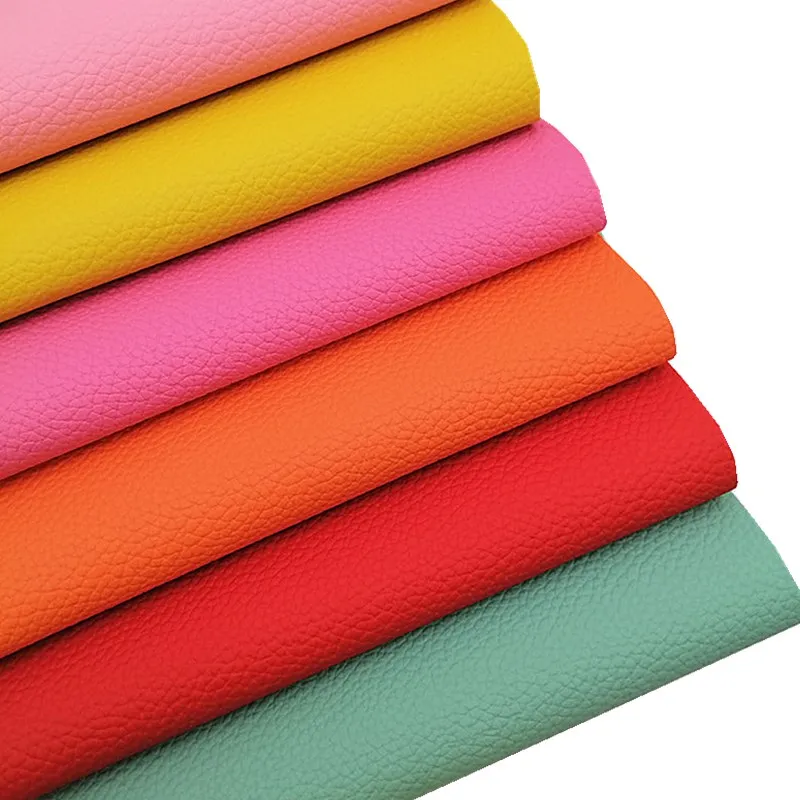 Solid Color Synthetic Leather Fabric Sheets Litchi Faux Leather Vinyl For Bags Shoes Bows DIY Craft Sheets Mini Rolls W009