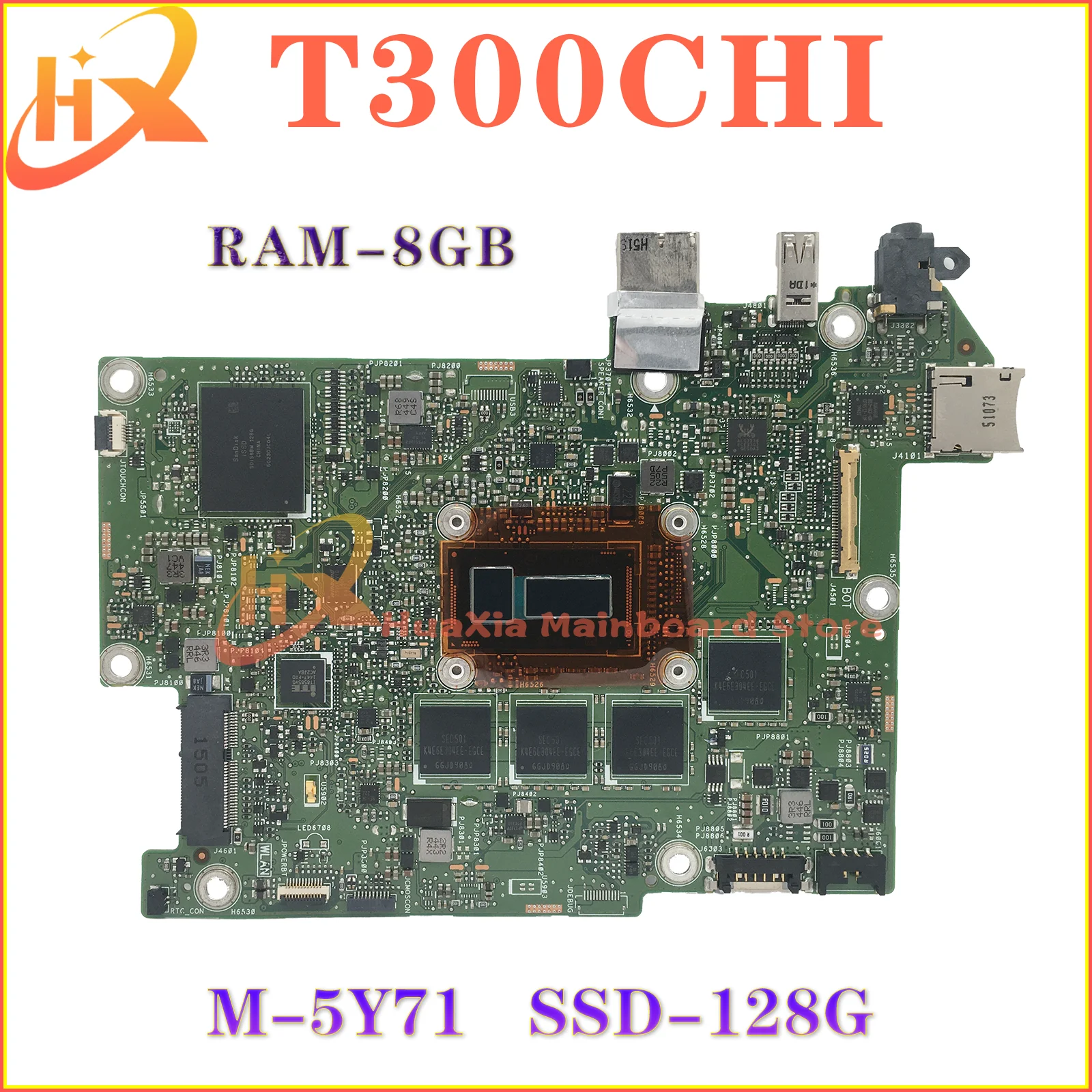 KEFU T300C Mainboard For ASUS Transformer Book T300 Chi T300CHI Laptop Motherboard M-5Y71 8GB/RAM Notebook MAIN BOARD SSD-128G