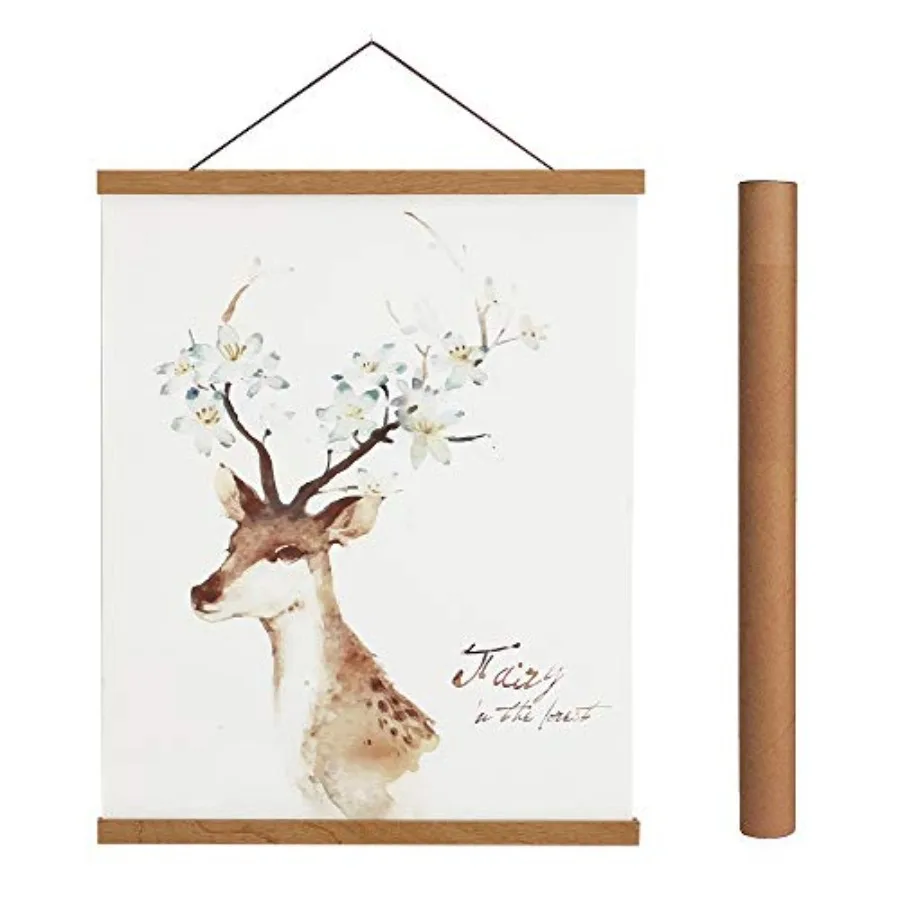 Magnetic Poster Hanger Frame, 11x14 11x17 Light Wood Wooden Magnet Canvas Artwork Print Poster Hangers Frames Hanging Kit,11