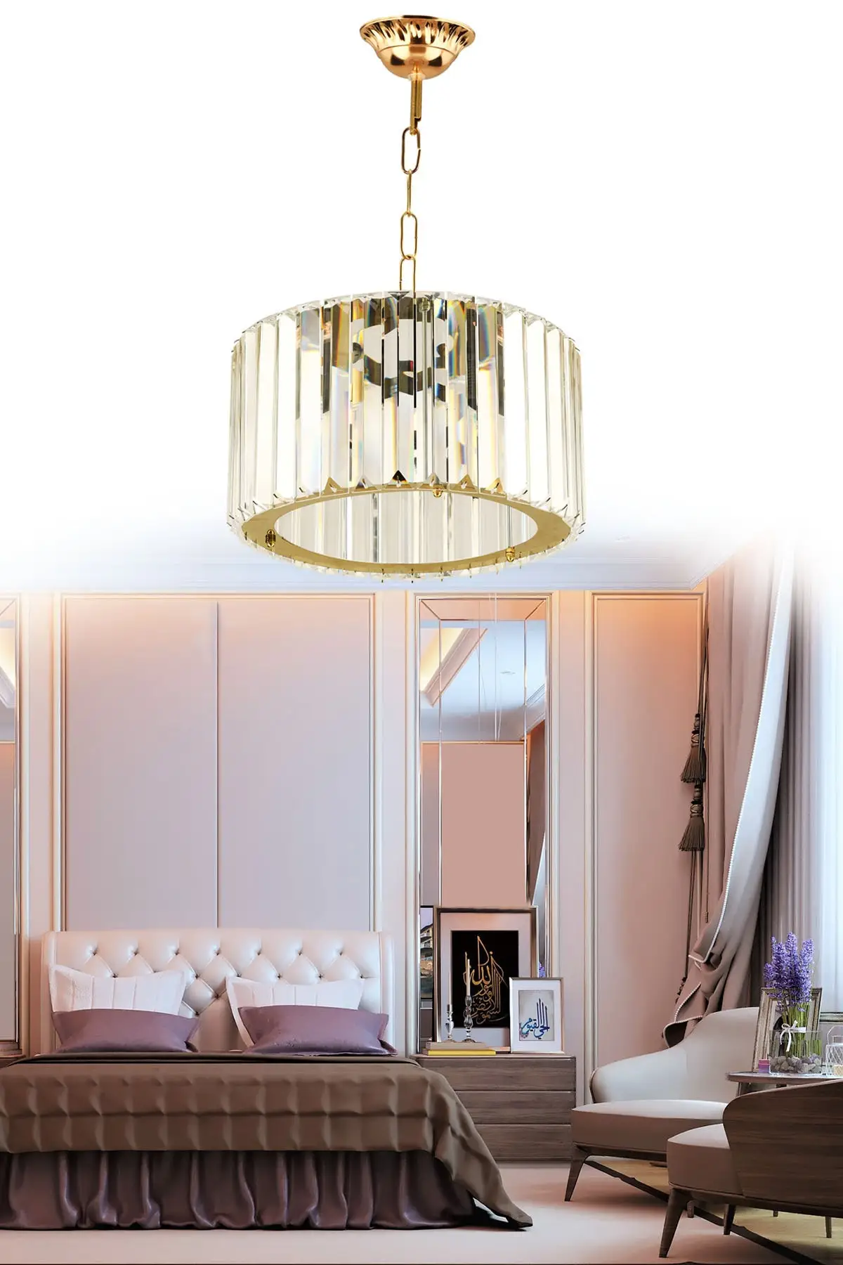 

Luxury Diamond 25 Cm Gold Crystal Stone Chandelier