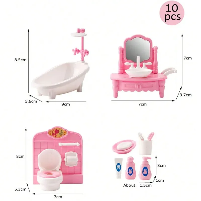 Akcesoria do mini domku dla lalek dla dzieci udawaj, że bawisz się zabawkami scena rodzinna sypialnia kuchnia urodziny świąteczny prezent dla dzieci