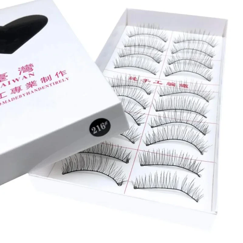 10Pairs Natural Cotton Stalk False Eyelashes Handmade Black Fake Eyelash Makeup Volume Full Strip Eye Lashes Eyelash Extensions