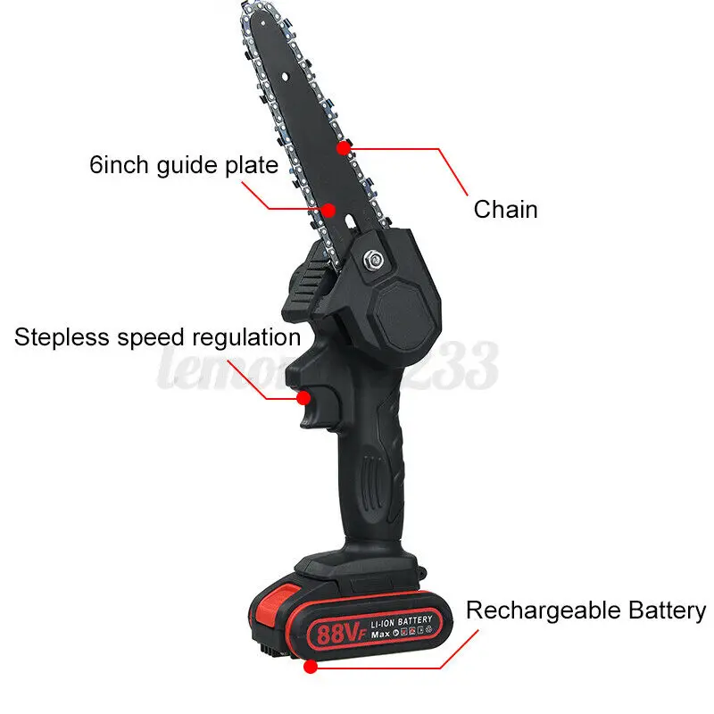 Magnitt 6 Inch 88VF Mini Electric Chain Saw with 1/2 Upgraded Battery Rechargeable Woodworking Pruning One-handed Garden Tool