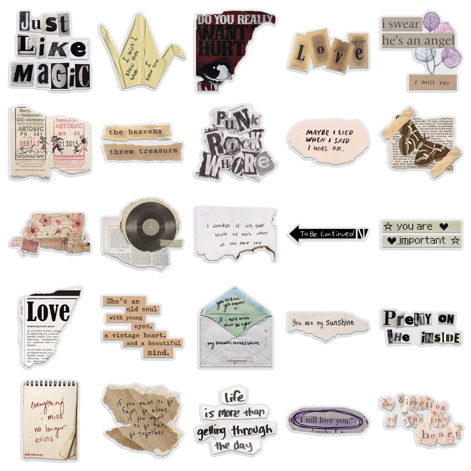 50 pçs engraçado adesivos transparentes frases em inglês graffiti estilo de papel quebrado decoração dos desenhos animados diy crianças brinquedos portátil guitarra bicicleta