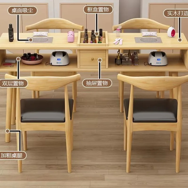 Meja Kuku Kayu Portabel Manikur Meja Profesional Perlengkapan Peralatan Penyimpanan Makeup Organizer Meja Salon Mesa Rias