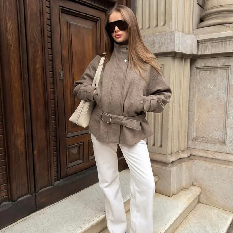 Women's New Jackets Blouse Autumn 2026 Fashion Loose Belt Elegant Warm Women's Jackets Youth Chic Unique Street Outerwear Coats
