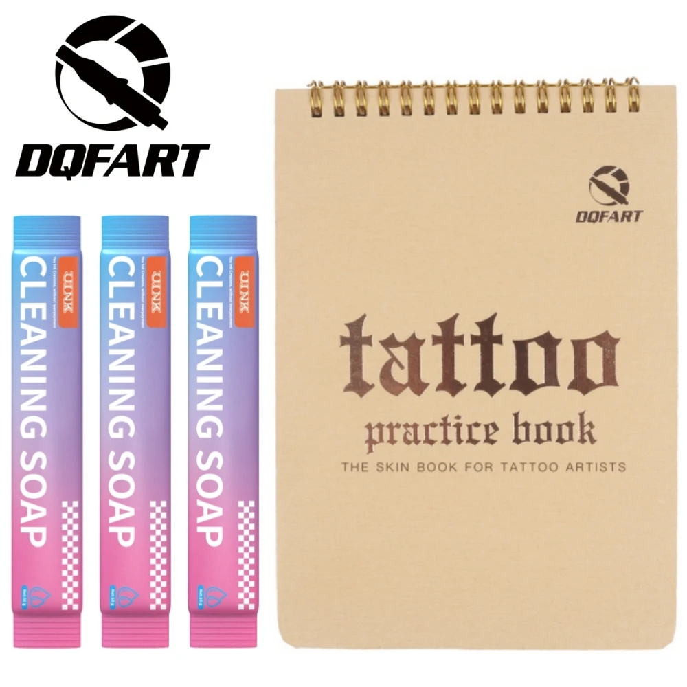 Книга для практики тату DQFART, 10 шт. мыла для очищения кожи, 6 шт. мыла для начинающих тату-мастеров, креативные дизайны для боди-арта, многоразовое использование.