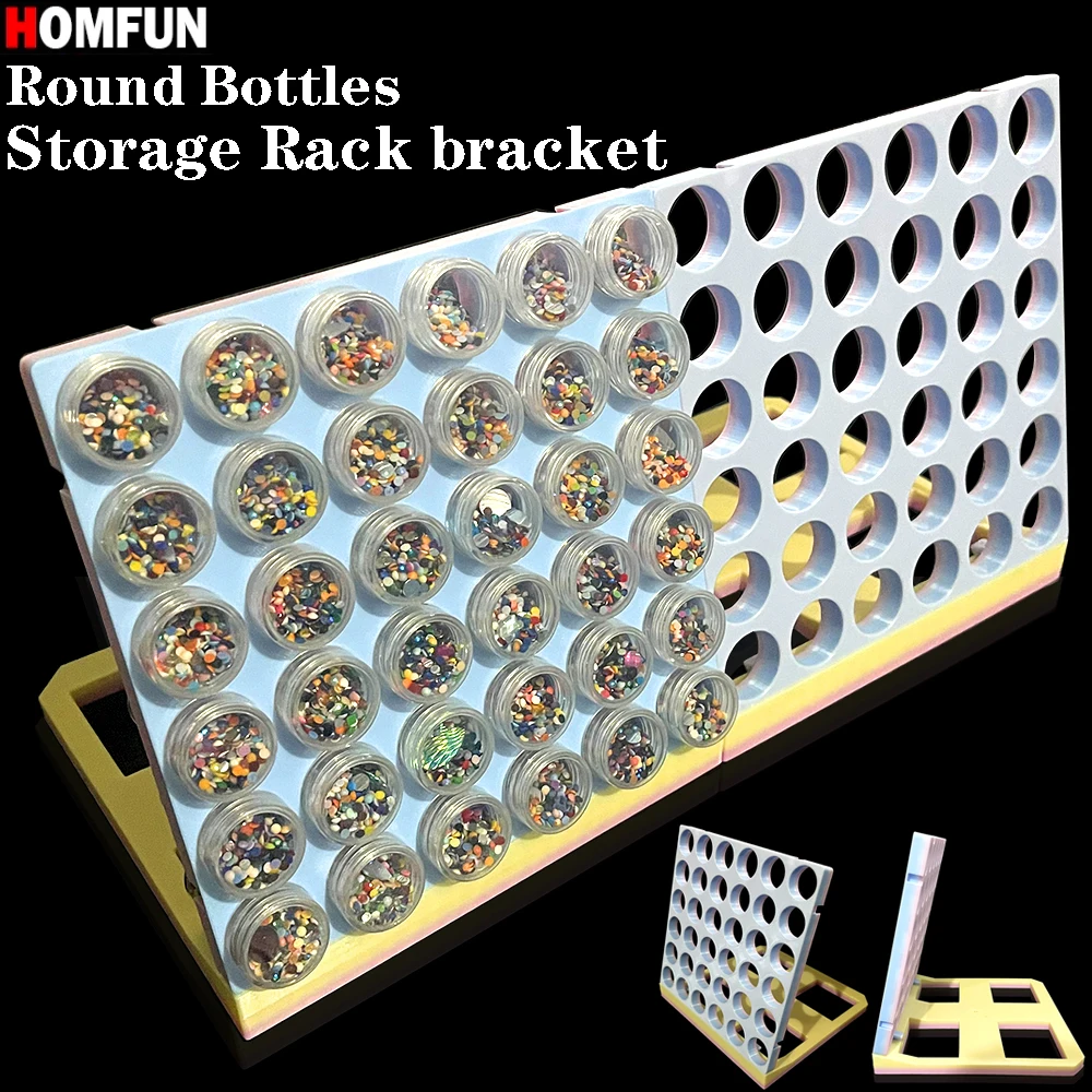 HOMFUN Diamond Painting Drill Clear Round Bottles Storage Rack bracket  ,  Fits 36 Containers Accessories Tools, Expandable