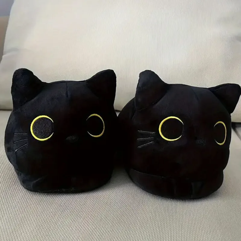 Siamese Cat Snail Cotton Shoes Y2K Alien Plush Slippers Black Full Pack Doll Shoes Warm Performance Props Home Non Slip Slippers