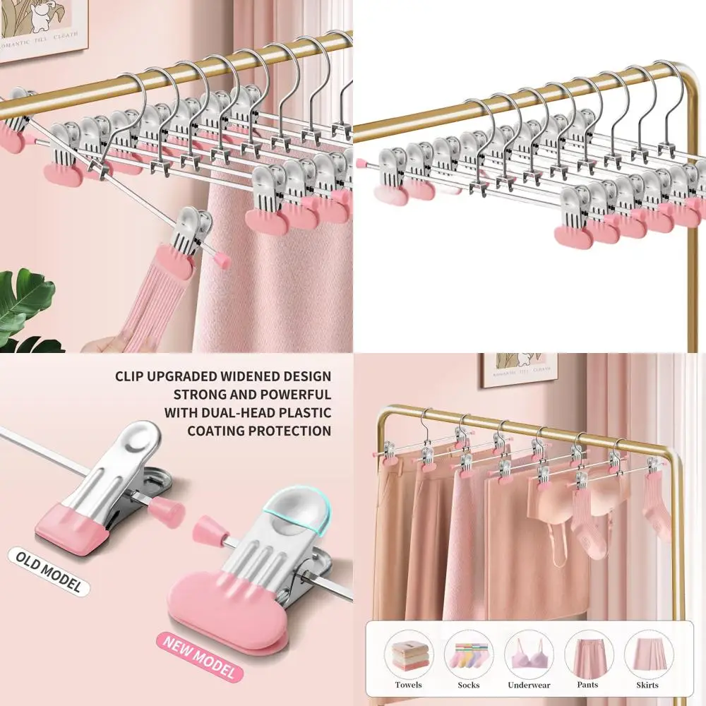 

Adjustable 14 Wide-Clip Hangers for Women, 50 Pack Non-Slip Space-Saving Skirt & Pants Hangers, Heavy Duty for Jeans and Shorts,