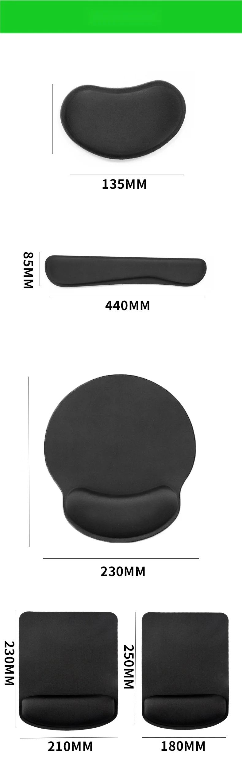 Rechteckige Handgelenkauflage Mauspad aus Memory-Schaum Schreibtischunterlage für Büro und Gaming 9 Unifarben Einzel- oder Set-Optionen – Detail 3