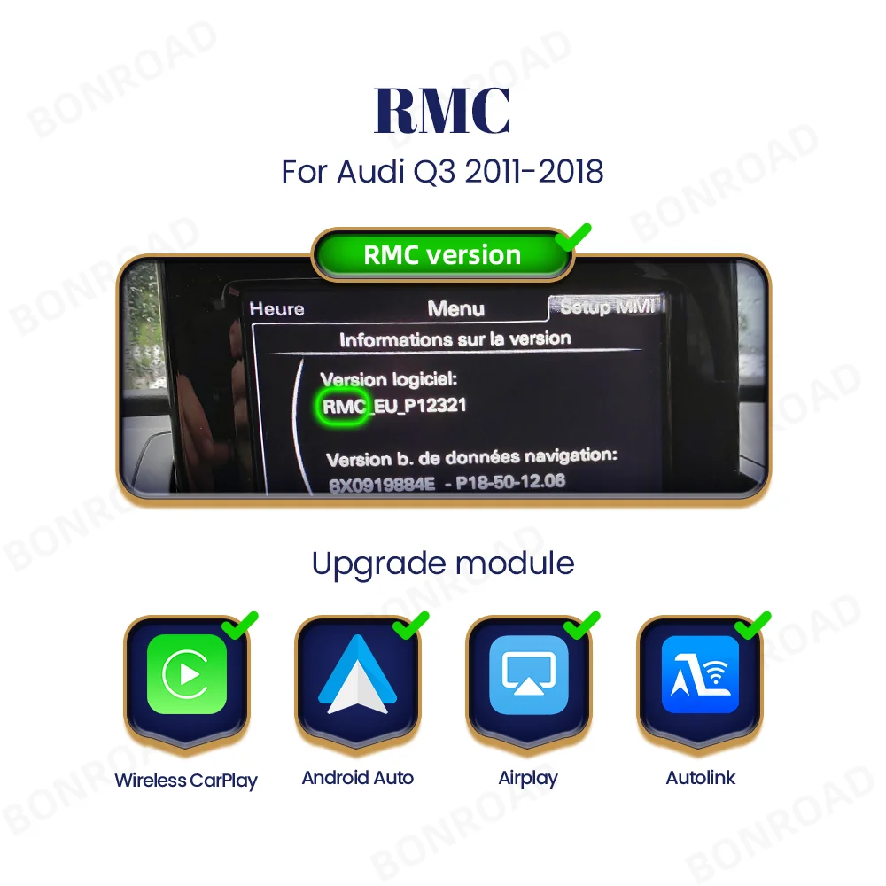 BONROAD Draadloze CarPlay Android Auto Interface Module Voor Audi A1 Q3 2011-2018 Met Bluetooth Spiegel Link Navigatie Adapter - afbeelding 1
