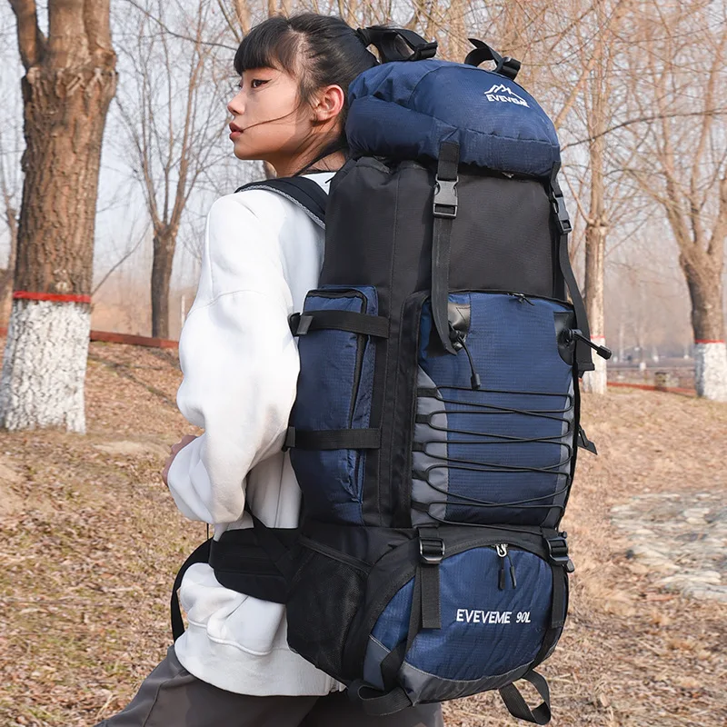 Large 90L Travel Bag Camping Backpack Hiking Army Climbing Bags Mountaineering Sport Bag Outdoor Shoulder Rucksack Men Women