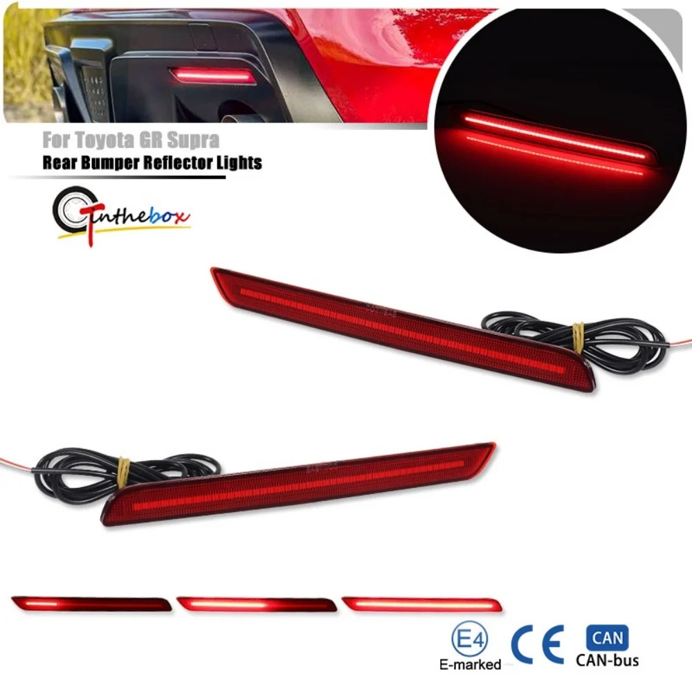 Red LED Rear Bumper Reflectors Lights For Toyota GR Supra 2020-2024 Function as Tail/Brake Rear Fog Light Dynamic Turn Signal