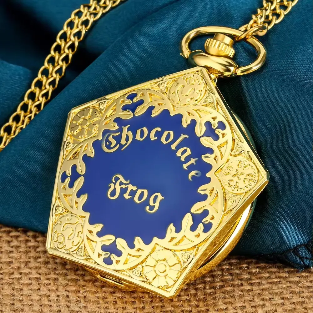 Jewelry Accessories Golden Pentagon Shaped Case Necklace Chain Pocket Clock Pendant Steampunk Quartz Pocket Watch for Kids Gift