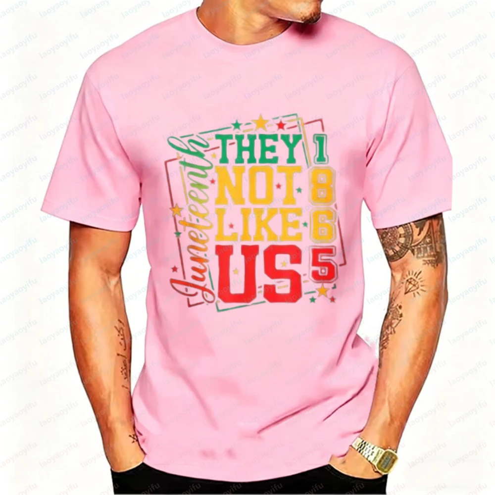 Men's Juneteenth They Not Like Us 1865 Graphic T Shirt Retro Star Print Casual Cotton Black History Freedom Emancipation Day Tee