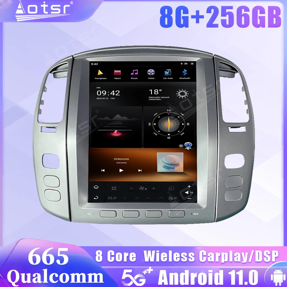 

Qualcomm 665 Android 11 Car Radio For Lexus LX470 For Toyota LC100 2003 2004 2005 2006 2007 Video GPS Carplay Stereo Head Unit