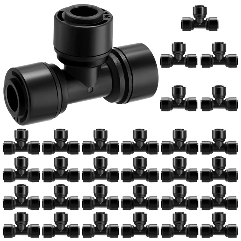 

30Pcs Drip Irrigation 1/4Inch Tee Connectors, Quick Connection Parts For Efficient Watering Systems