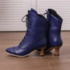 Women’s Steampunk Victorian Ankle Boots – Lace-Up High Heels, Pointed Toe, Thick Sole Short Boots 30