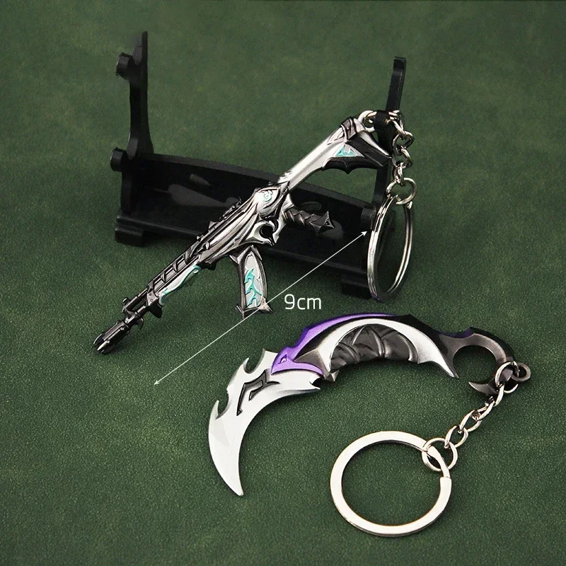 Valorant Keychains Reaver Vandal Karambit Knife Metal M4 Game Peripheral Samurai Sword Weapon Model Keychain Pendant  Gifts Toys