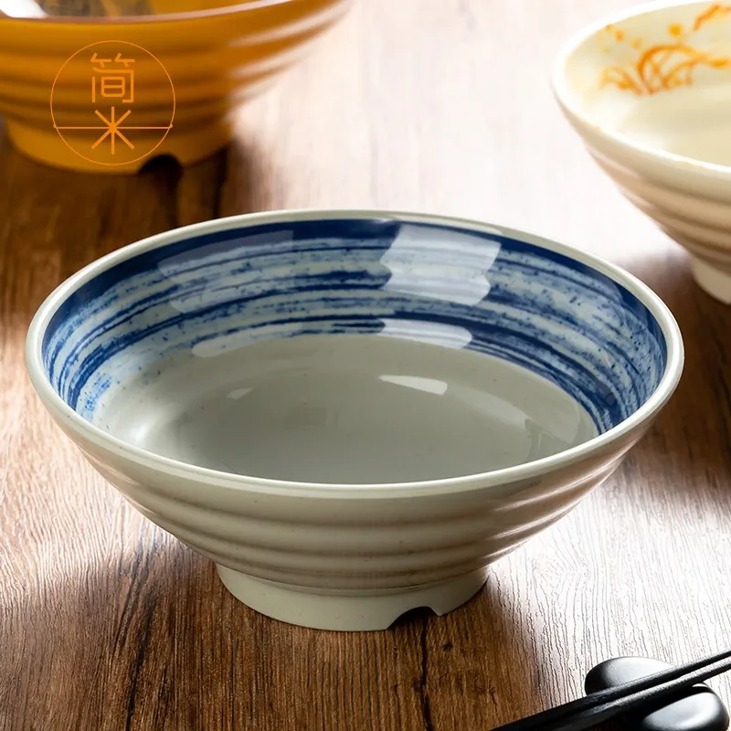 Imitation Porcelain Tableware Melamine Bowl Household Plastic Tableware Restaurant Commercial Japanese Style Noodle Soup Powder