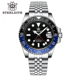 STEELDIVE SD1993 NH34 Movement 2024 Four Hands G M T  41MM  C3 Super Luminous 300M Waterproof Mens Dive Watch Timepiece