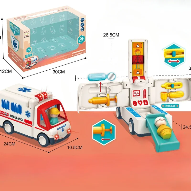 Universal Ambulância Toy Car para meninos e meninas, Baby Glow, Novel e Brinquedos Interessantes, Jogos para Hospital, Pretend Play, Acessórios Médicos