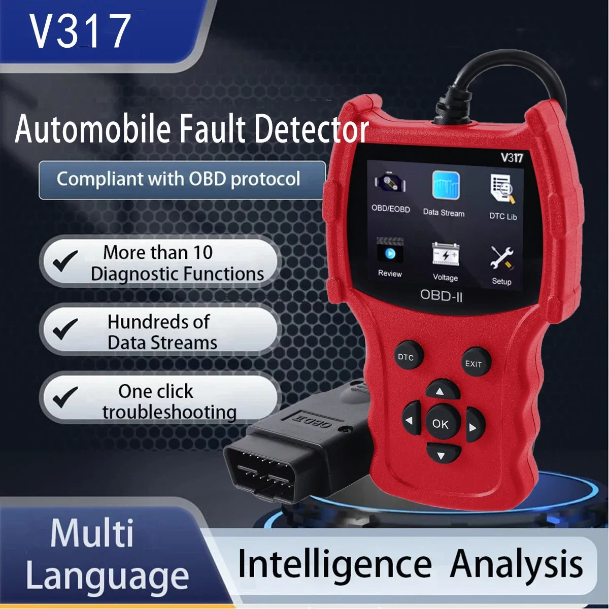 

OBD2 Scanner Engine Fault Automotive OBD II OBD Code Reader Diagnostic Scan Tool Free Update V317
