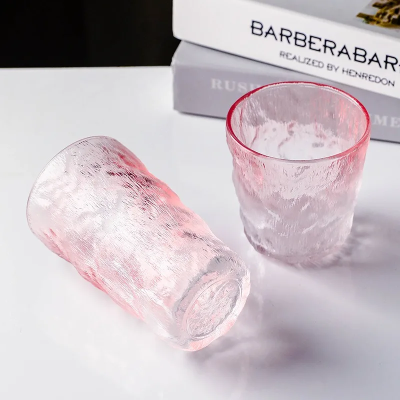 Vasos para Café Latte Helado de 285ml/380ml, Exquisito Vaso Glaciar Rosa, Vaso Creativo para Cócteles, Vasos para Bebidas y Jugos, Taza para Bebidas Frías