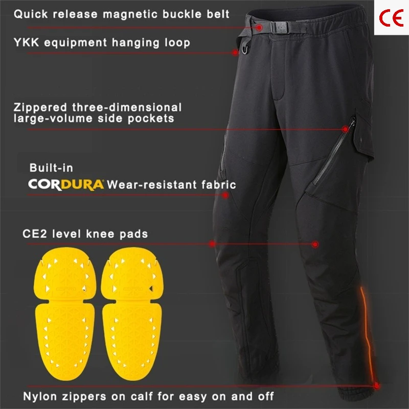 

Men's Winter Motorcycle Cargo Riding Pants,Windproof Warm Padded Waterproof Trousers with CE Level 2 Knee & Hip Protective Armor