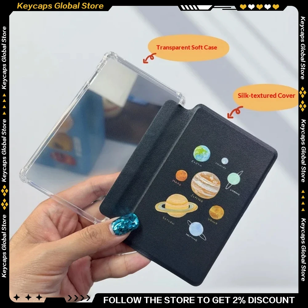Flip-Design, seitlich montierte Schutzhülle, stoßfest für XTEINK X3/X4 Reader, SilkFlip Cover, transparente Rückseite.