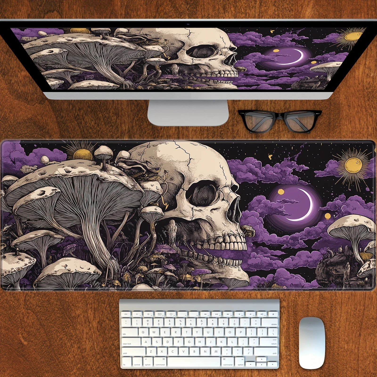 

Extended Gaming Mouse Pad Washable Mouse Mat Non-Slip Skeleton Mushroom Anime Computer Office Keyboard Laptop Pc Accessories