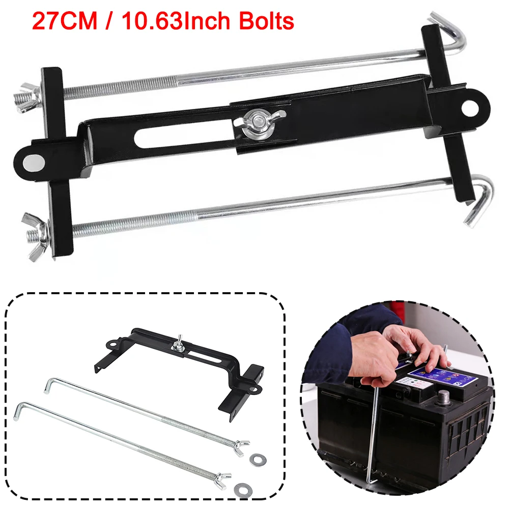 

Car Battery Hold Down for Tray, Universal Adjustable Battery Crossbar with J Bolt, for SUV Car,Corrosion Resistance (27cm bolts)