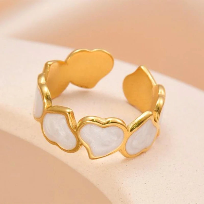 Women's Retro Gold Color Double Oil Drip Open Ring, Adjustable