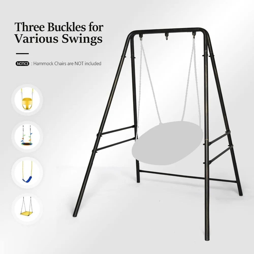 Upgraded Hammock Chair Stand Metal Swing Stand Frame, Heavy Duty Steel Hammock Stand Only for Porch, Backyard, Indoor or Outdoor