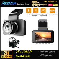 PULSECAM Q9 Pro 2K Dash Cam Rear 1080P Option GPS ADAS Voice Control Night Vision 24 Hour Parking Surveillance VCR Wifi