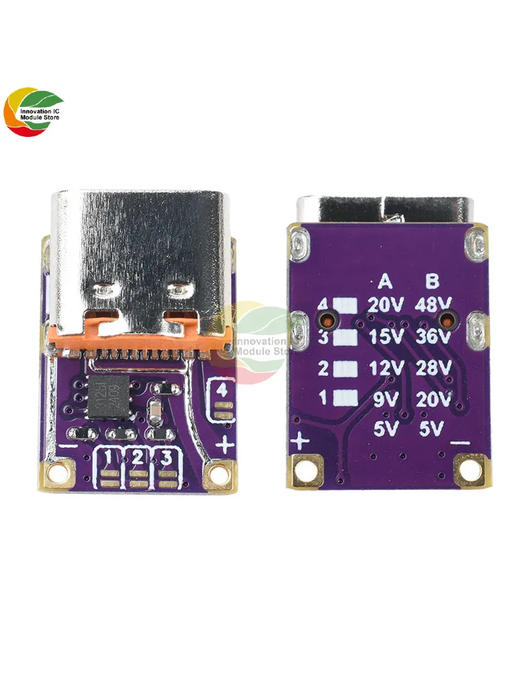 Módulo de carregamento rápido pd3.0/3.1 qc3.0 dc 5v/9v/12v/15v/20v/28v/36v/48v, gatilho de tensão de saída pd para módulo de carga dc tipo-c inter