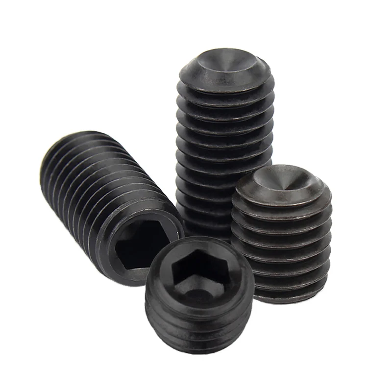 Hex Hexagon Socket Set Screw M2 M2.5 M3 M4 M5 M6 M8 Grade 12.9 Black Carbon Steel Headless Cup Point Grub Set Screw Bolt