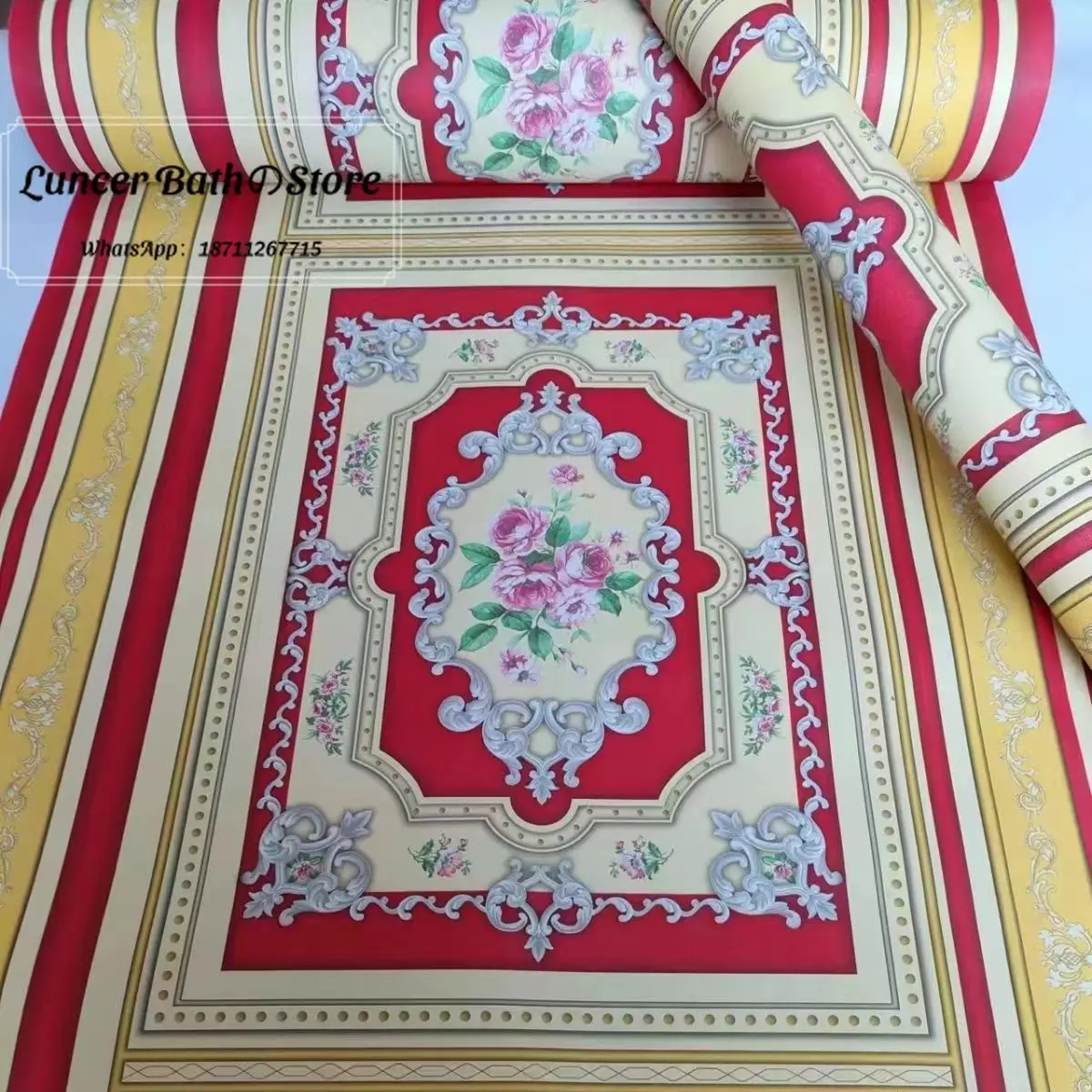 2 Rolls Vintage Large Floral European Wallpaper, Self Adhesive PVC Luxury Sticker for TV Background, Living Room, Bedroom Decor
