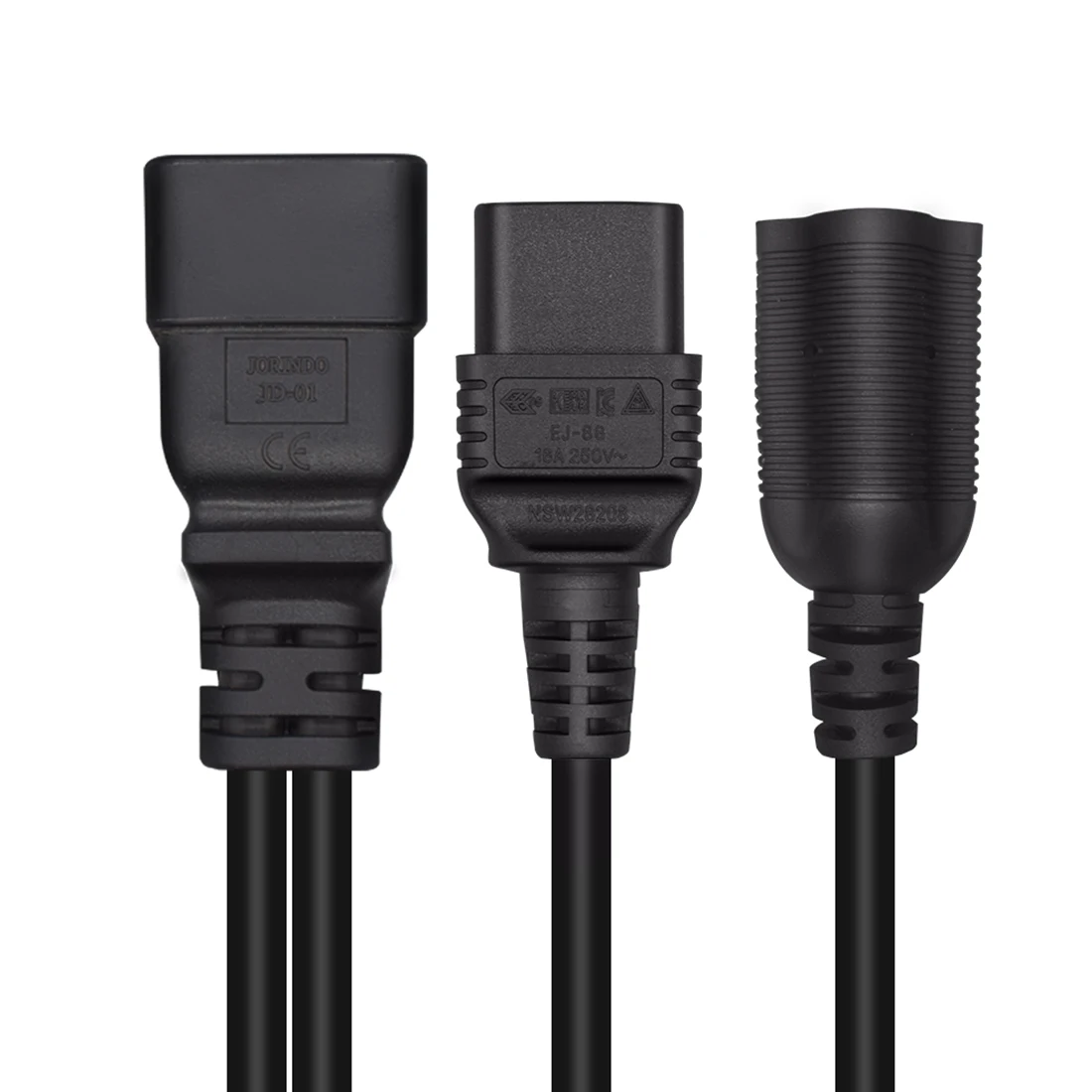 JORINDO IEC320 C20 to C19+Nema 5-20R, IEC 16A 3-pin male to female, C20 to American standard three hole female AC power cord